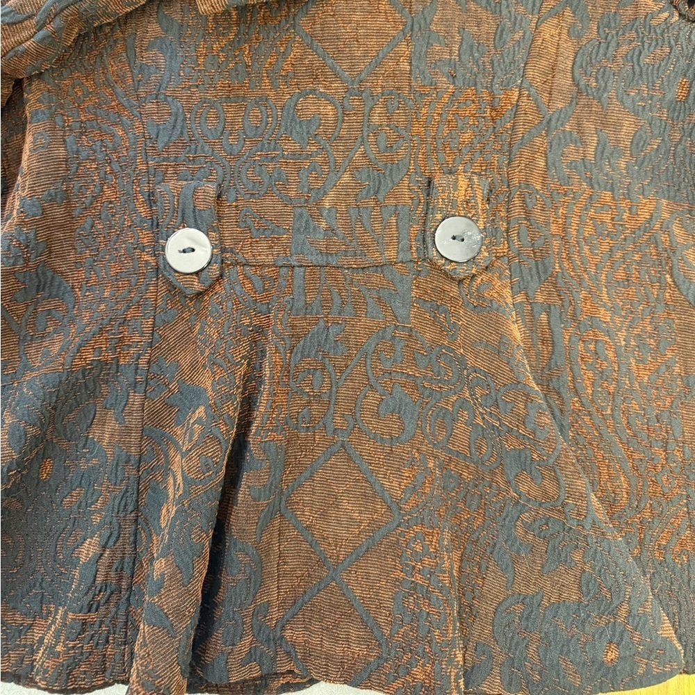 Vintage CMC Color Me Cotton Tapestry Jacquard Jacket Blazer Brown Black Large - Picture 9 of 12